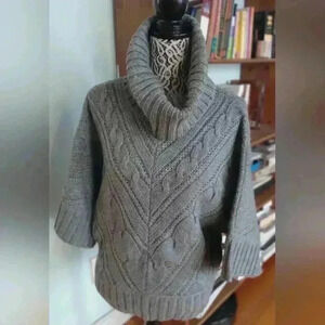 Mexx  Women's Small Cowl Neck Cable Chevron Knit Blend Sweater